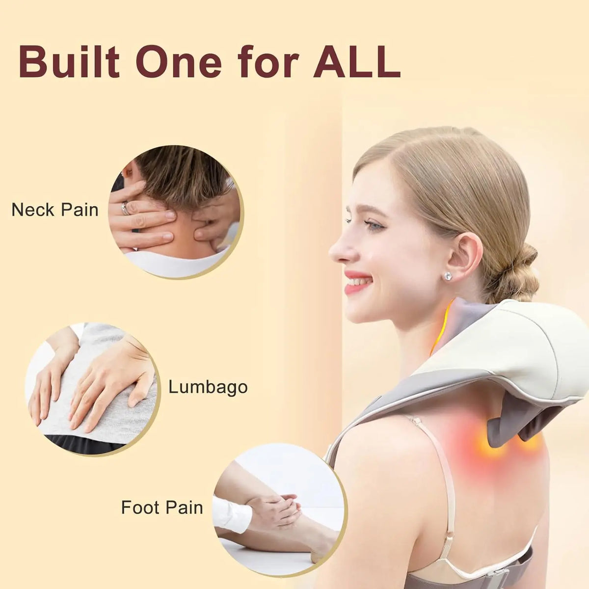 Wireless 6D Deep Tissue Neck and Shoulder Massager with Heat