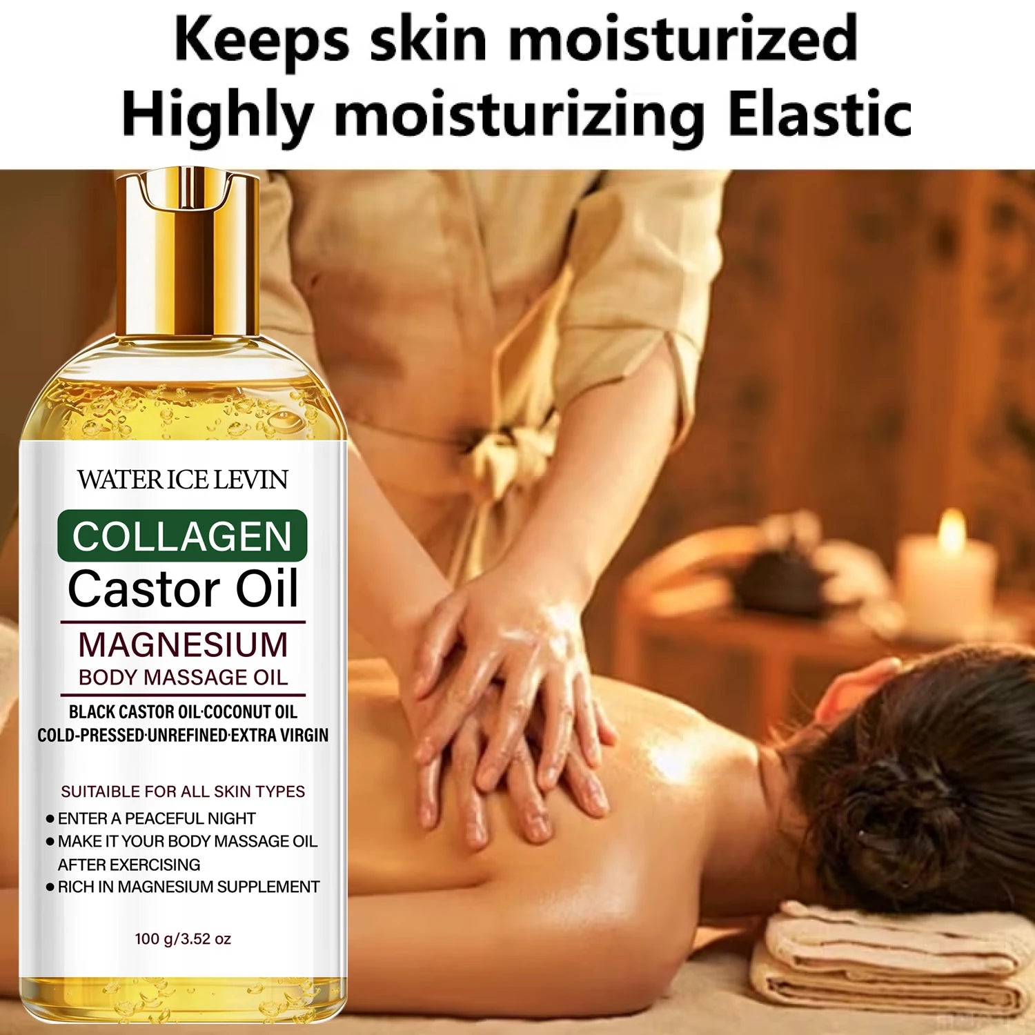 Water Ice Levin Collagen Castor Oil Magnesium Body Massage Oil - 7