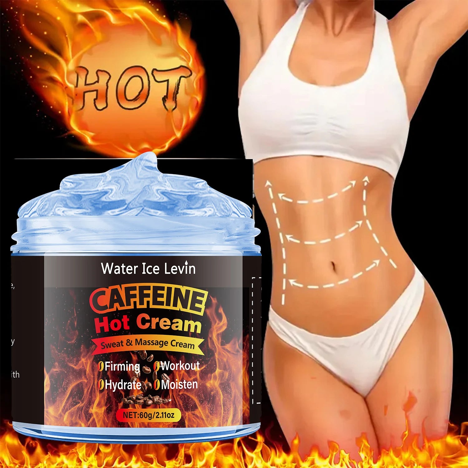 Caffeine Hot Cream Firming Body Moisturizer for Workout and Massage - 1