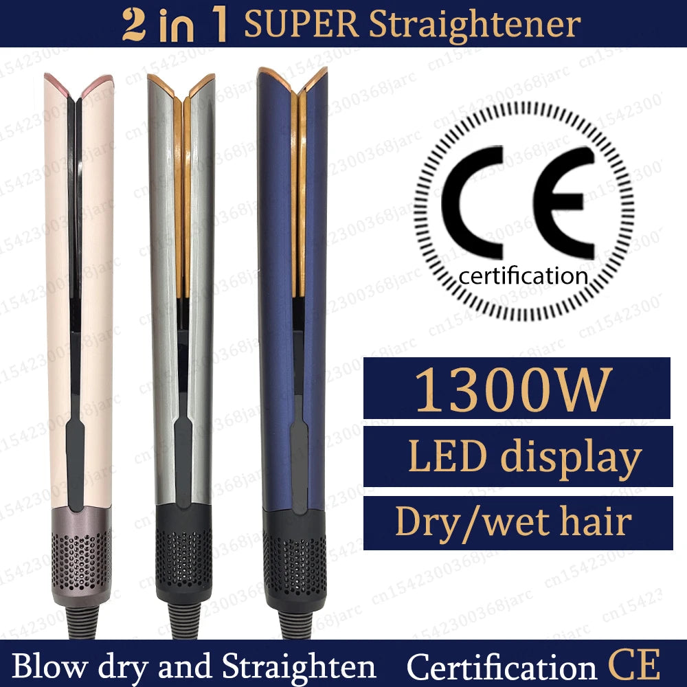 2-in-1 Professional Hair Dryer and Straightener with LED Display - 1
