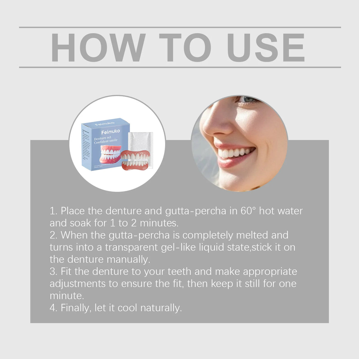 Temporary Silicone Denture Set for Missing or Broken Teeth