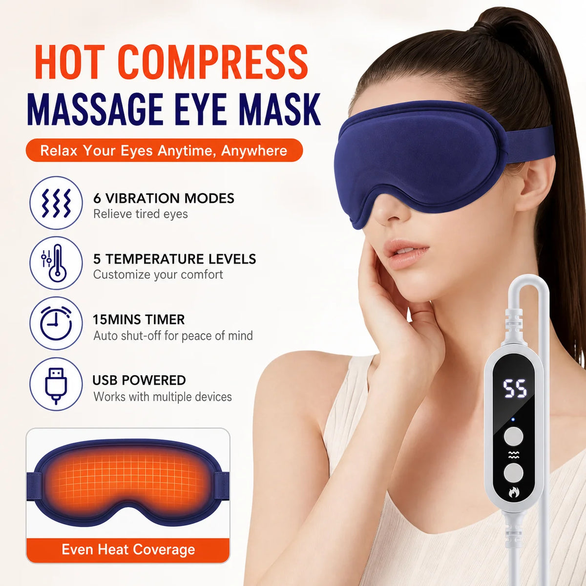 Heated Eye Massager for Stress Relief and Relaxation