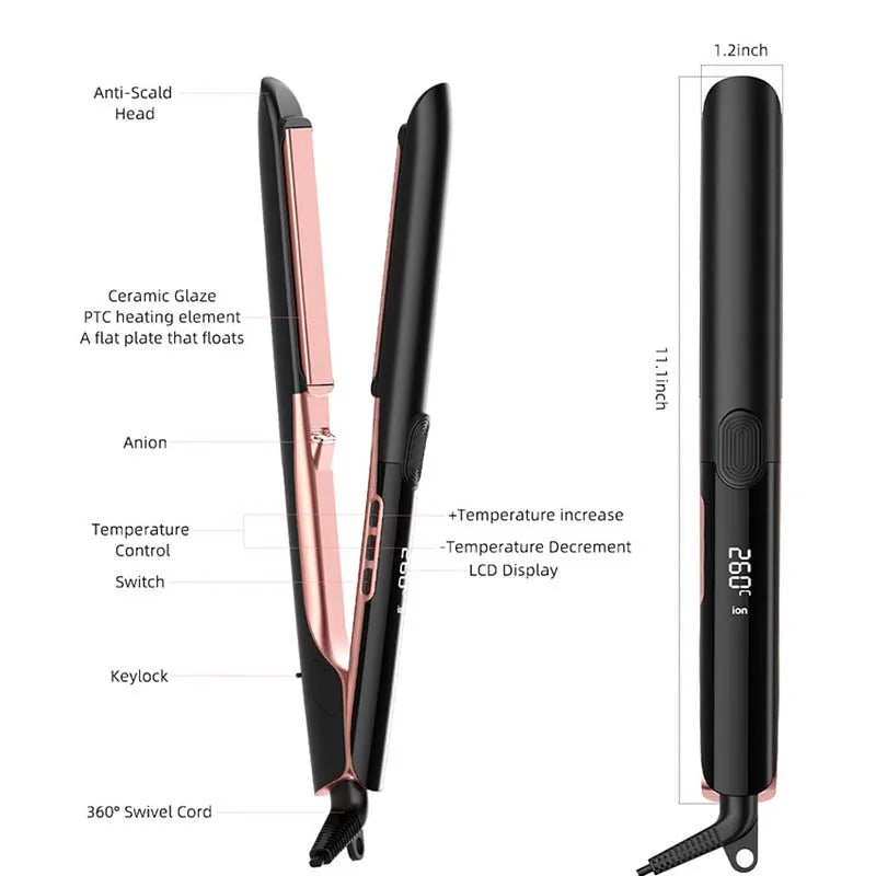 Professional Ceramic Hair Straightener Ionic Flat Iron Salon Styling Tool