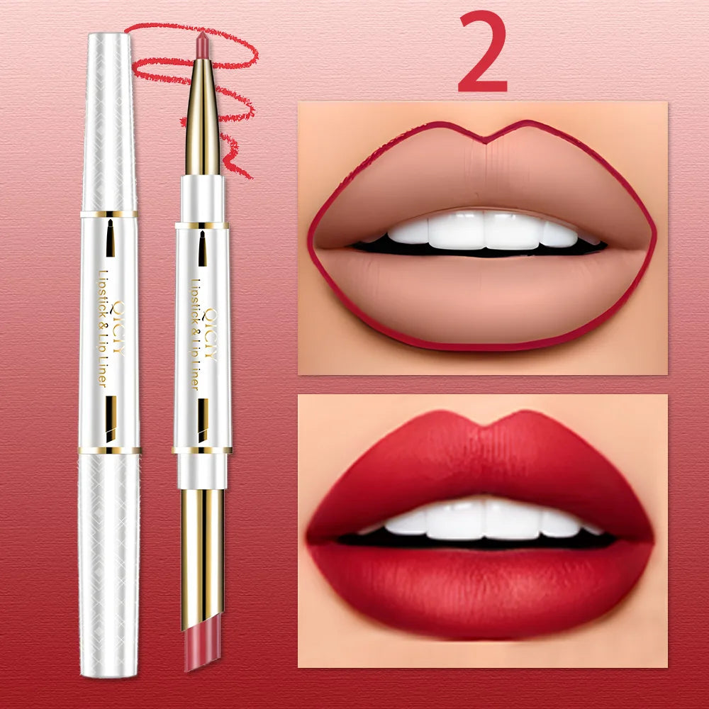 QICIY Dual Ended Lipstick and Lip Liner Long Lasting Waterproof Makeup