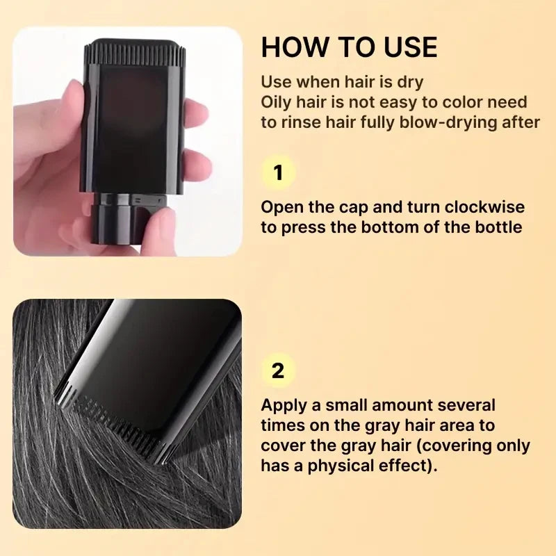 Waterproof Hair Dye Stick for Gray Hair Coverage
