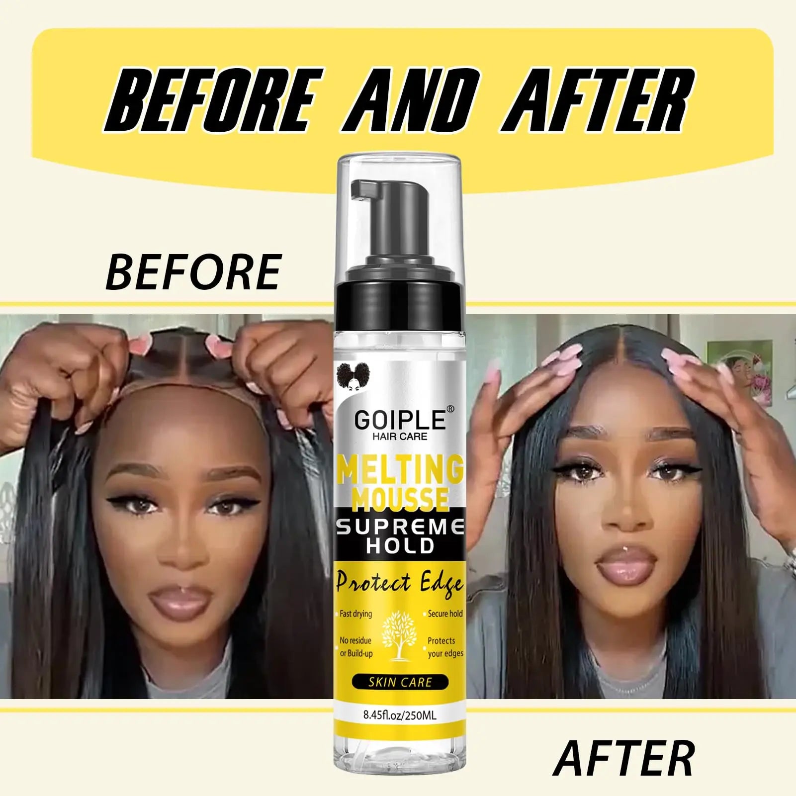 Wig Lace Melting Mousse Invisible Hold and Edge Protector Spray