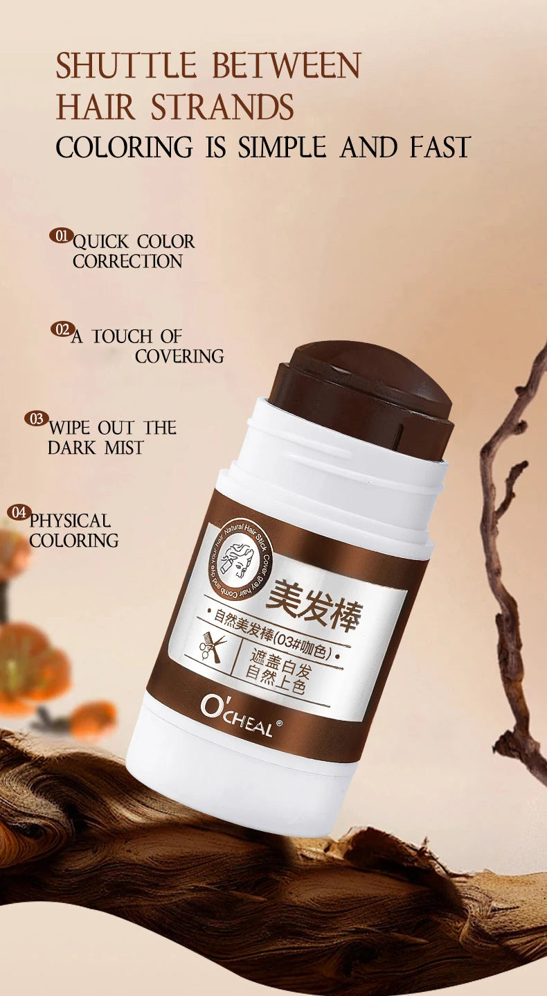 O'CHEAL Waterproof Hair Dye Stick for Gray Hair Coverage
