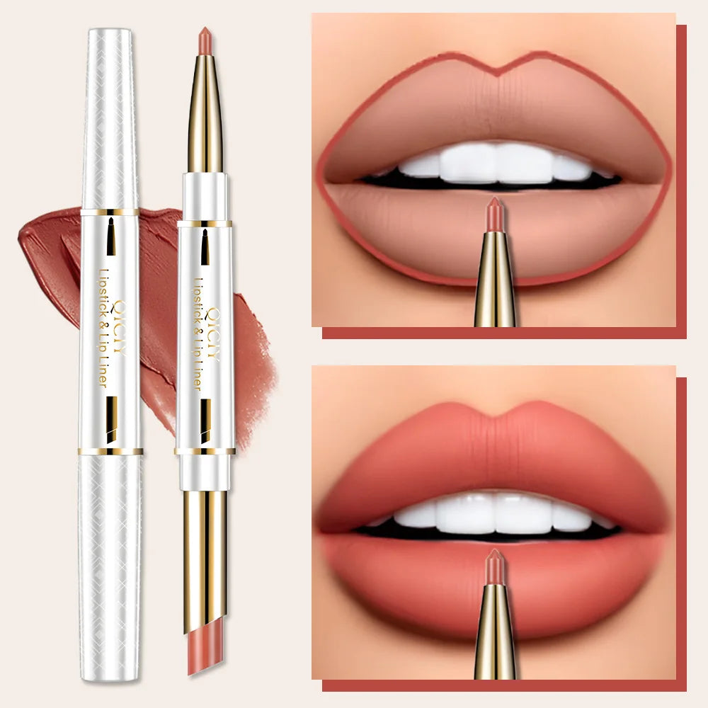 QICIY Dual Ended Lipstick and Lip Liner Long Lasting Waterproof Makeup