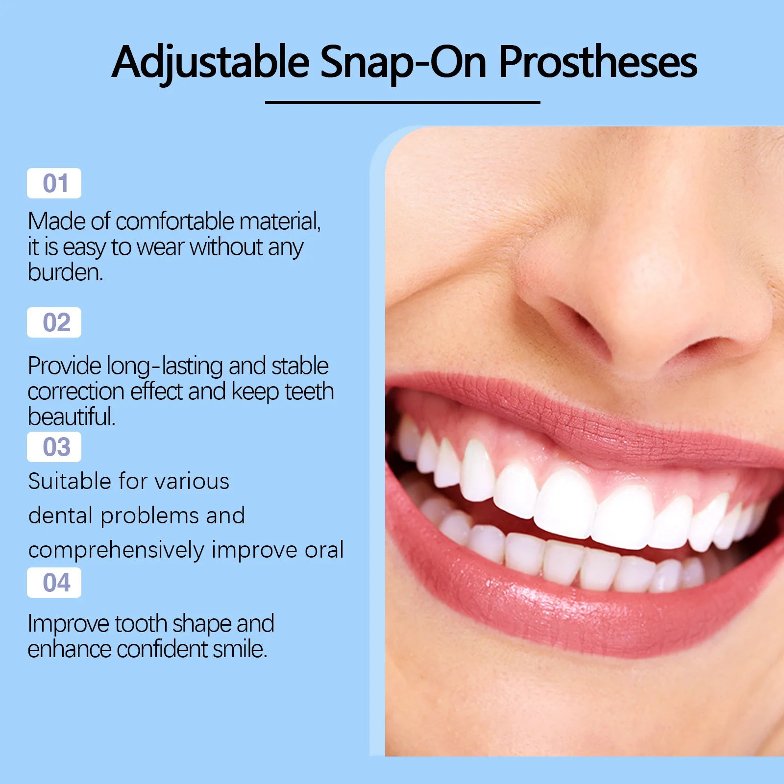 Adjustable Snap-On Smile Veneers for Teeth Gaps and Stains - 10