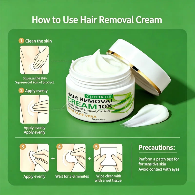 Aloe Vera Hair Removal Cream 60g Unisex Body Hair Remover - 13