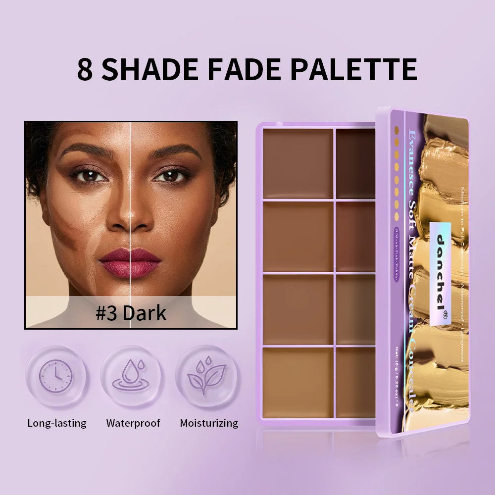 8-Shade Matte Cream Concealer Palette for Full Face Coverage - 3