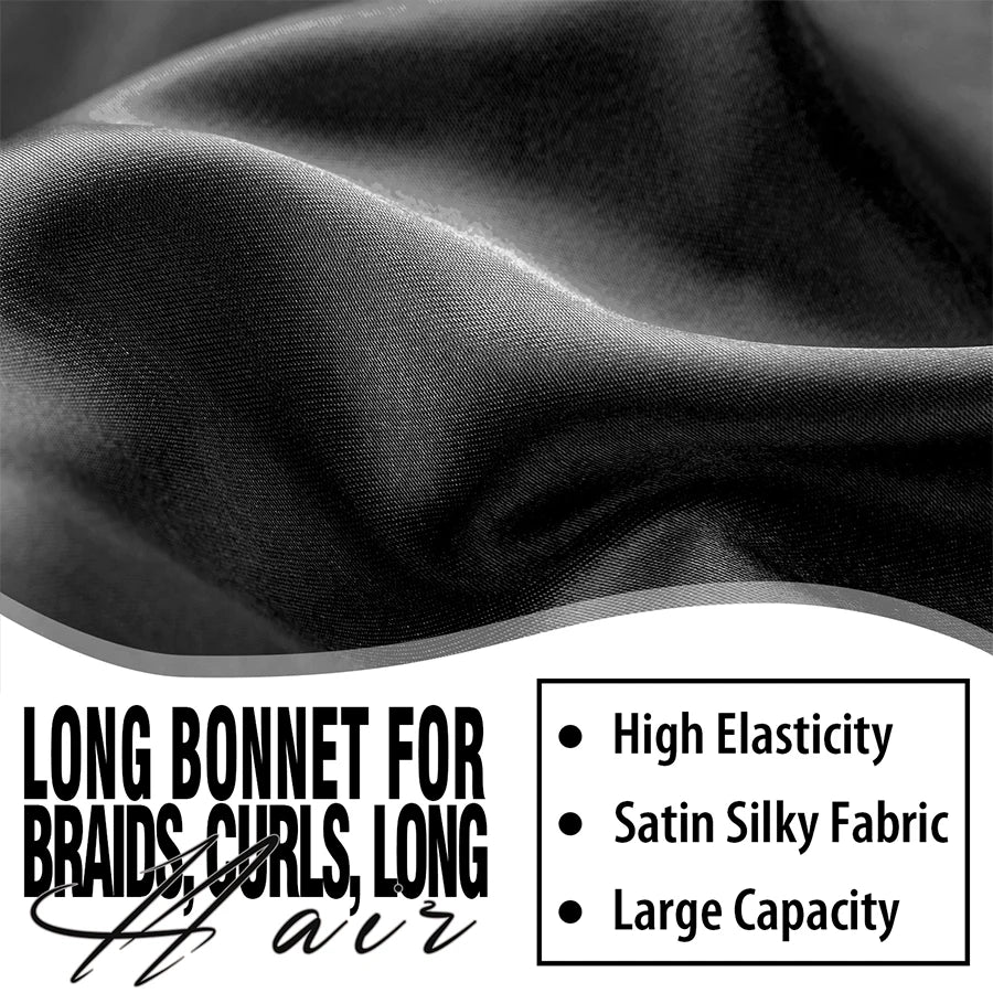 Satin Sleep Bonnet with Adjustable Long Tie for Hair Protection - 12