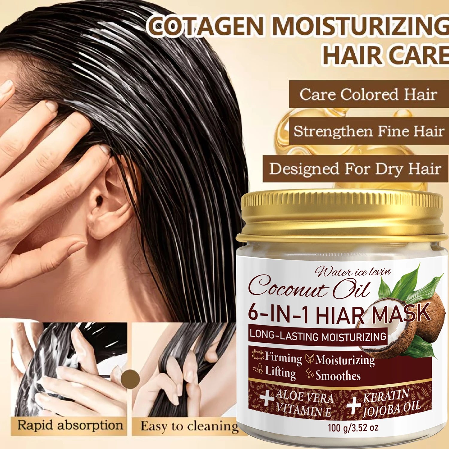 6-in-1 Coconut Hair Mask with Keratin and Jojoba Oil 100g - 8