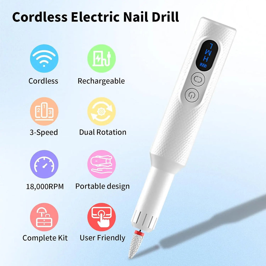 Cordless Electric Nail Drill Set for Manicure and Pedicure