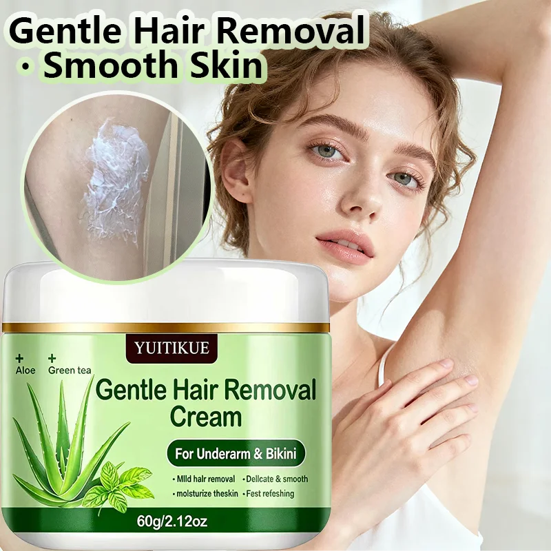 YUITIKUE Aloe Green Tea Hair Removal Cream Gentle Body Depilatory 60g - 2
