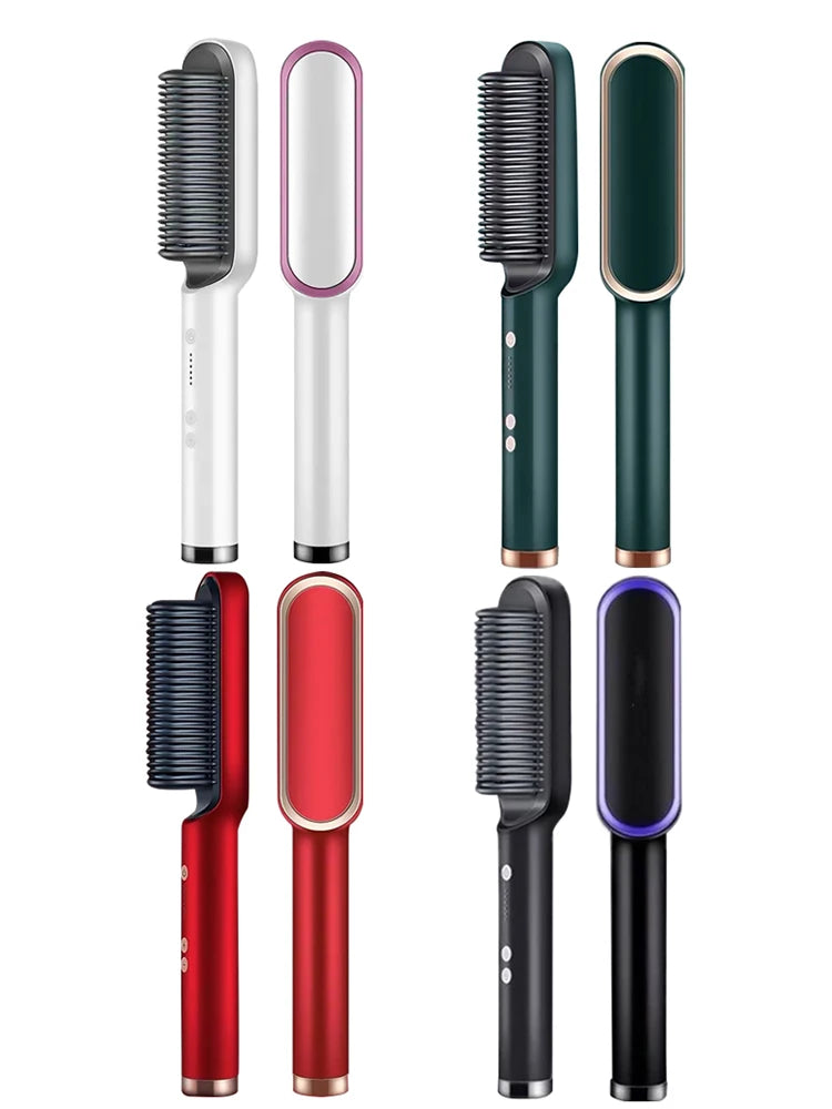 Professional Hair Straightener Brush Ceramic Fast Heating Styling Comb - 15
