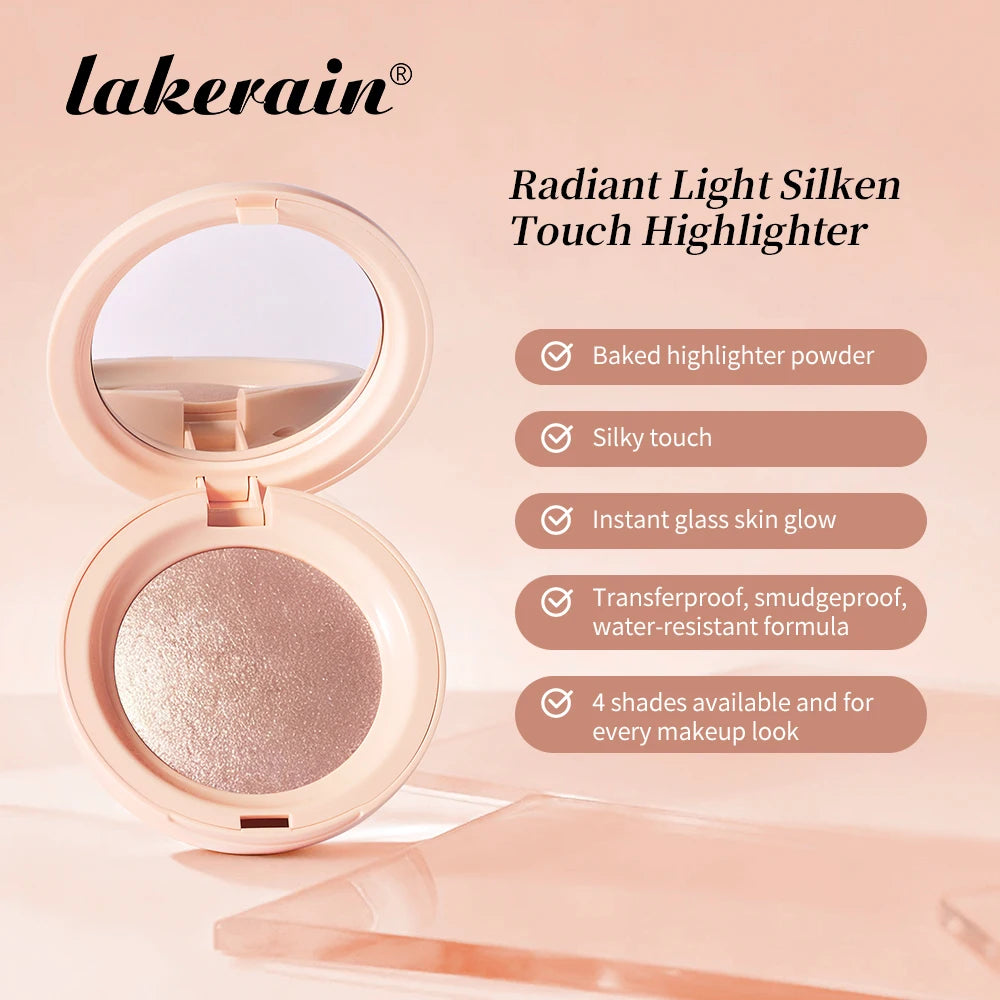 Silky Baked Highlighter Powder for Radiant Glass Skin Glow