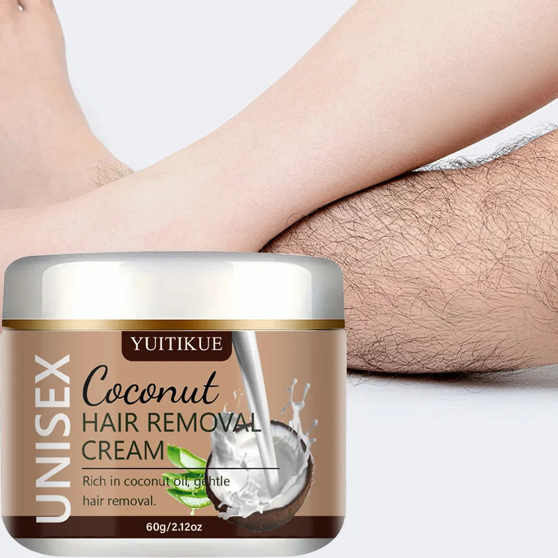 YUITIKUE Coconut Hair Removal Cream Unisex Painless Depilatory Cream 60g