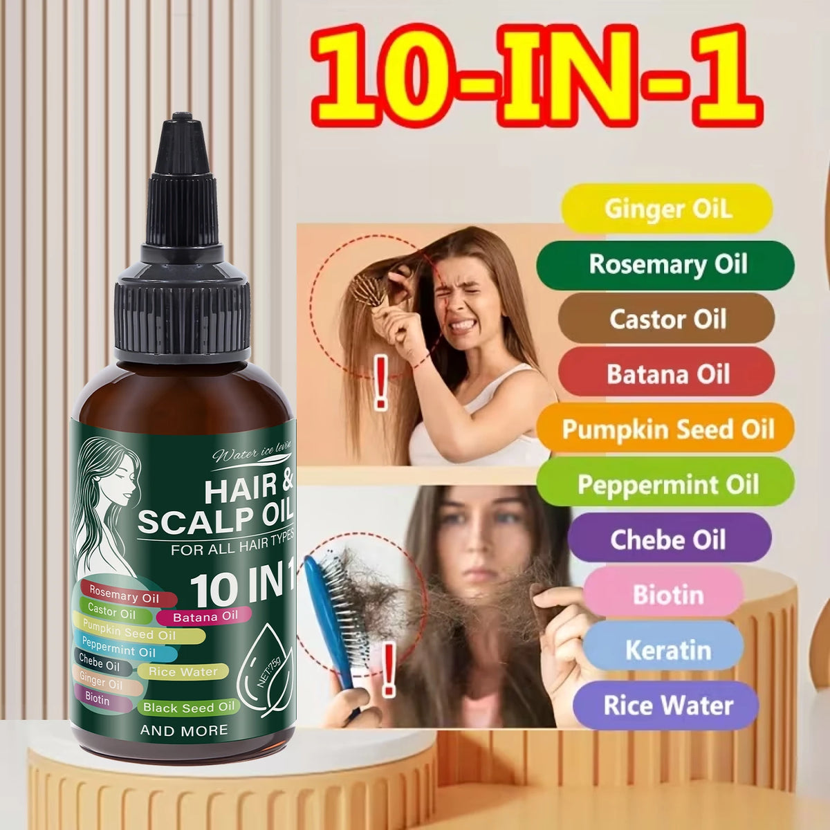 10 in 1 Hair Growth Oil Rosemary and Castor Scalp Treatment