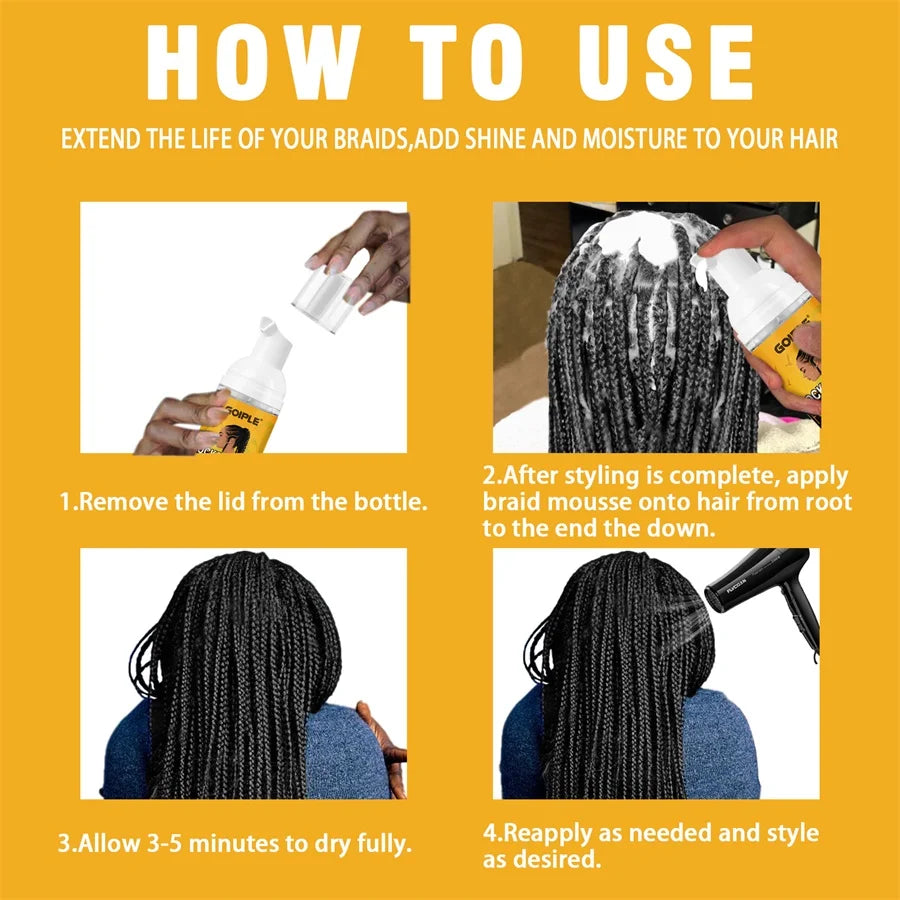 Rinse Free Braid Shampoo and Foam Mousse Set with Nightcap