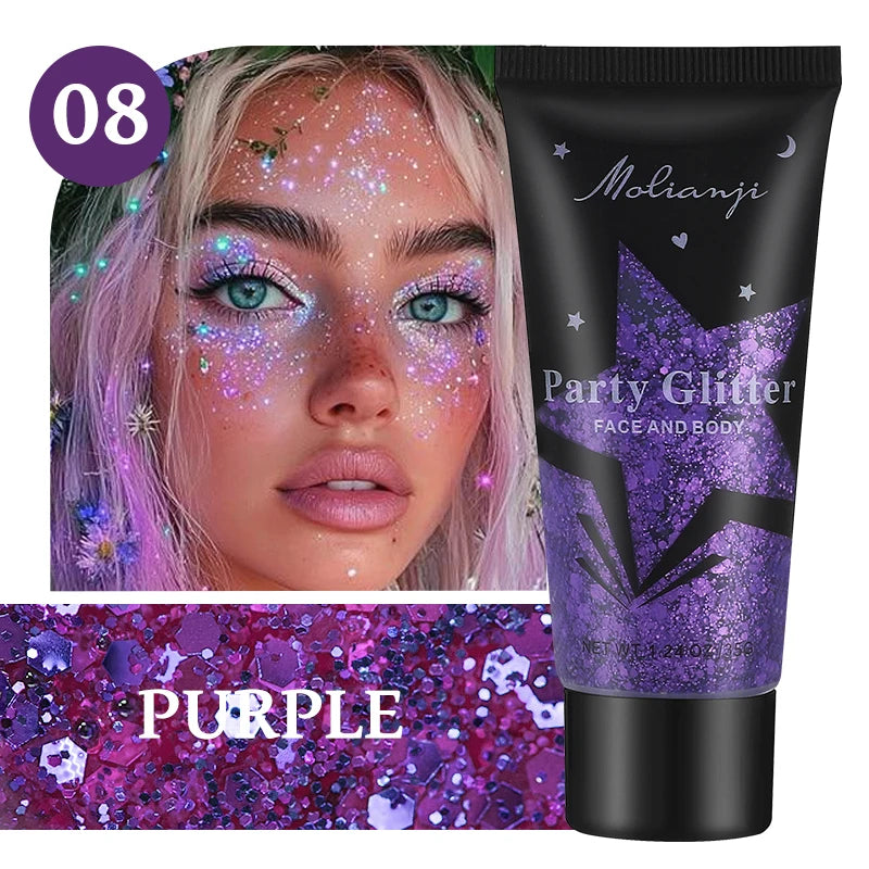 Molianji Glitter Gel Face and Body Shimmer Makeup for Parties - 29