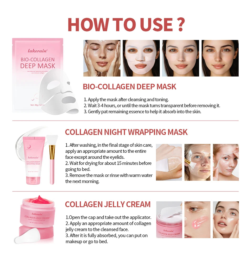 Collagen Face Skincare Set for Deep Nourishment and Repair