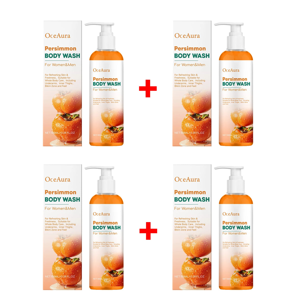 Natural Persimmon Odor Eliminating Body Wash for Men and Women