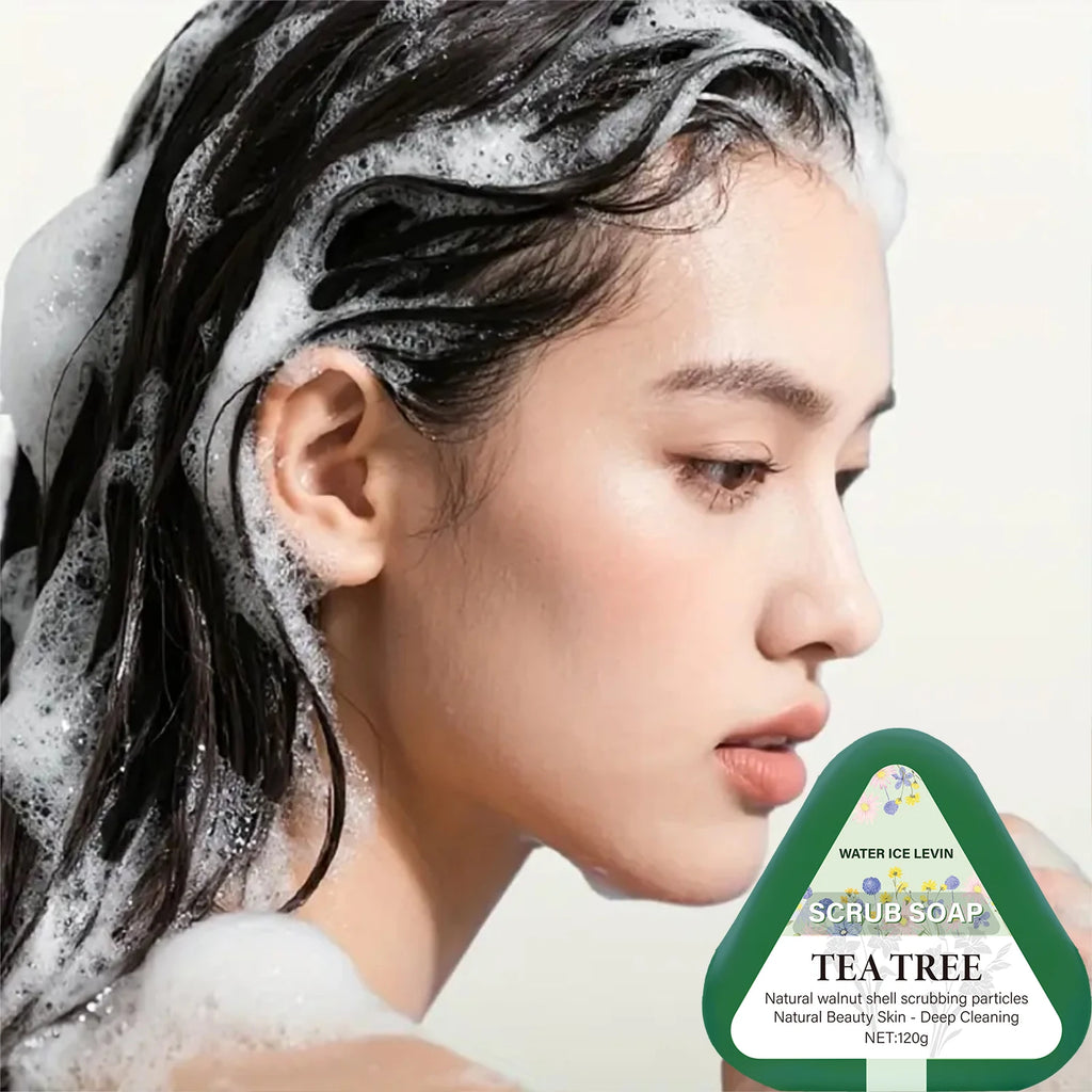 Tea Tree Walnut Shell Exfoliating Scrub Soap for Deep Skin Cleansing