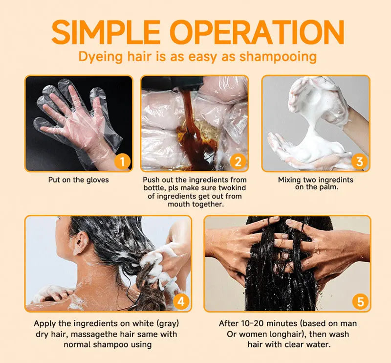 Organic Ginger Hair Blackening Shampoo 500ml Permanent Color Dye