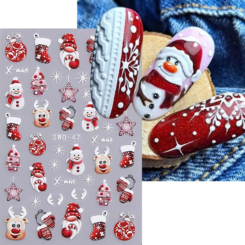 Festive Christmas Cartoon Nail Art Decals