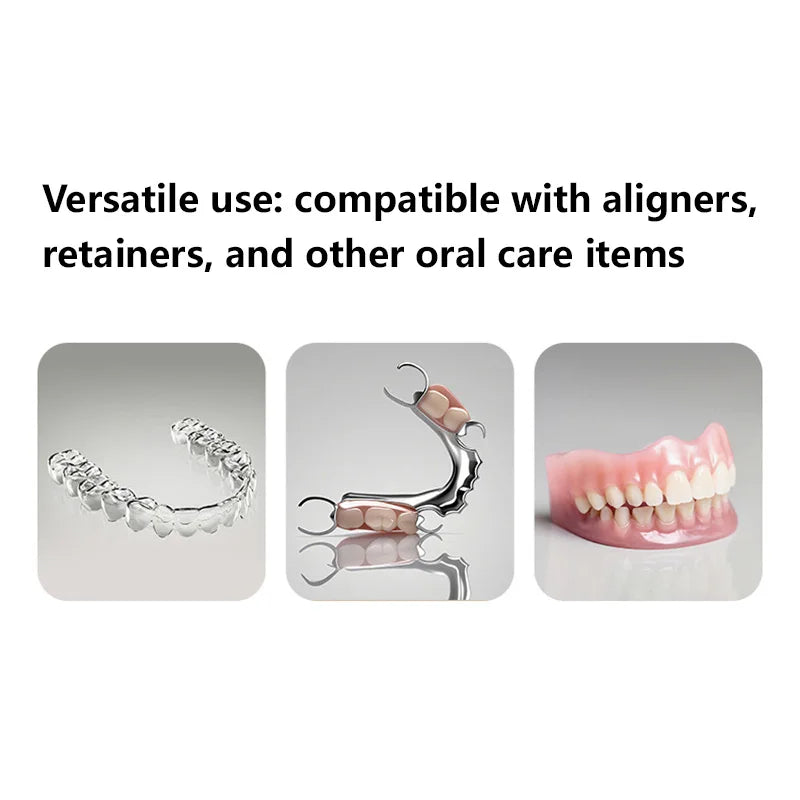 Portable Denture Cleaning Case with Rotary Brush