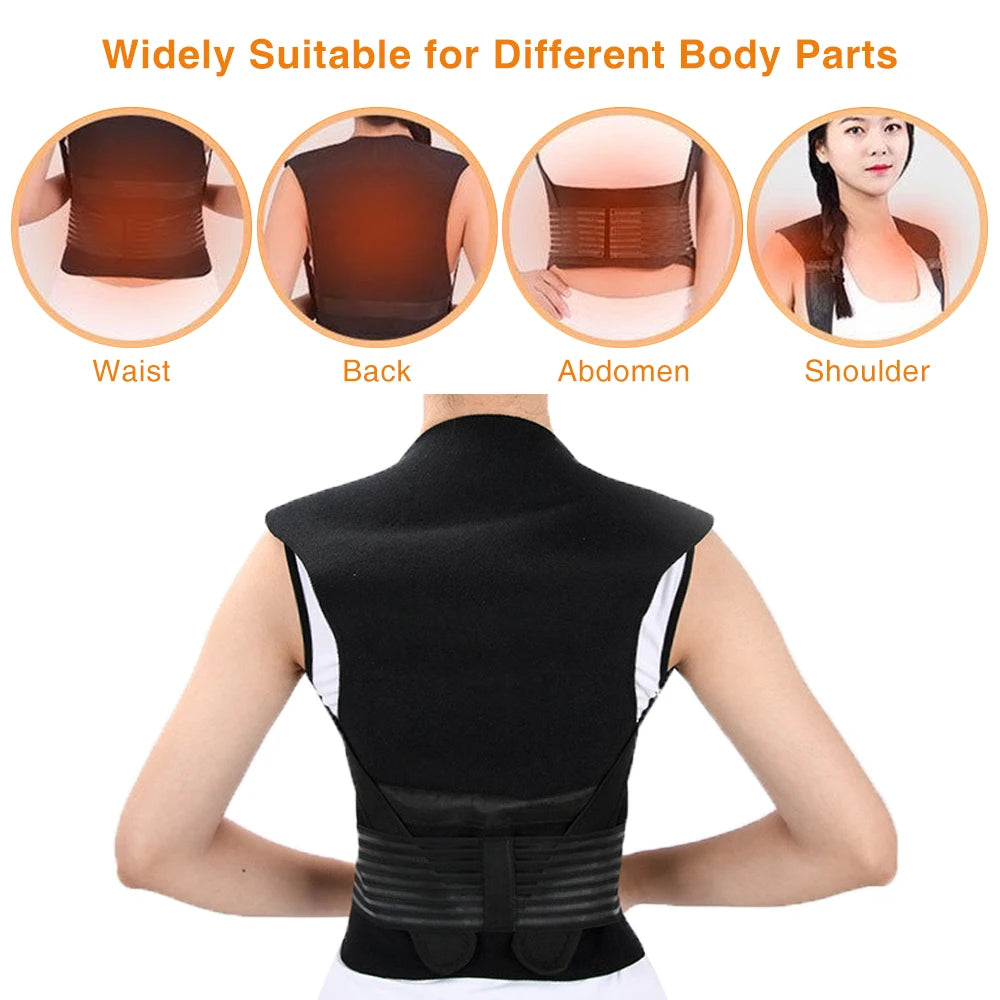Self-Heating Magnetic Back and Shoulder Support Brace