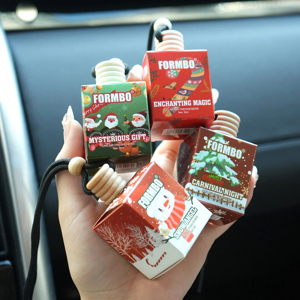 4pc Christmas Car Air Freshener Set Hanging Perfume Diffuser