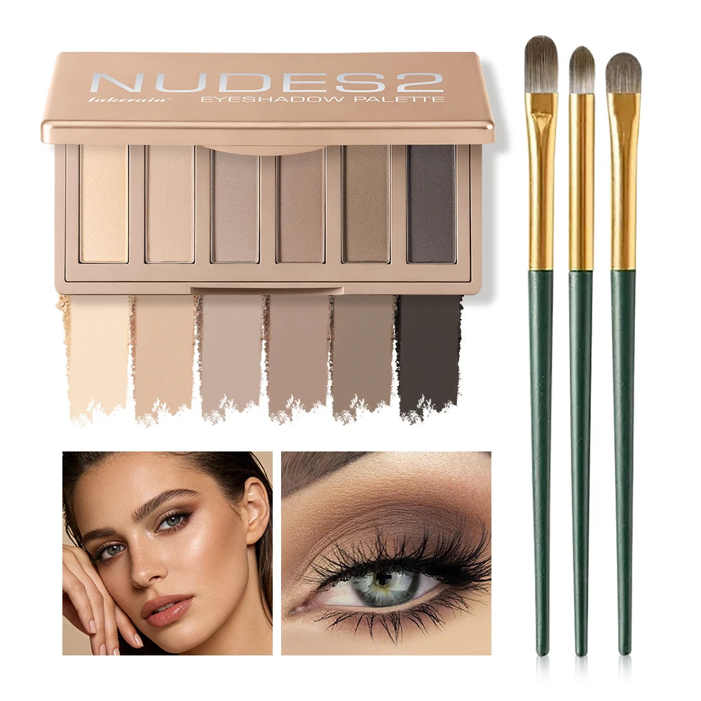 6-Color Matte Eyeshadow Palette with Brush Set