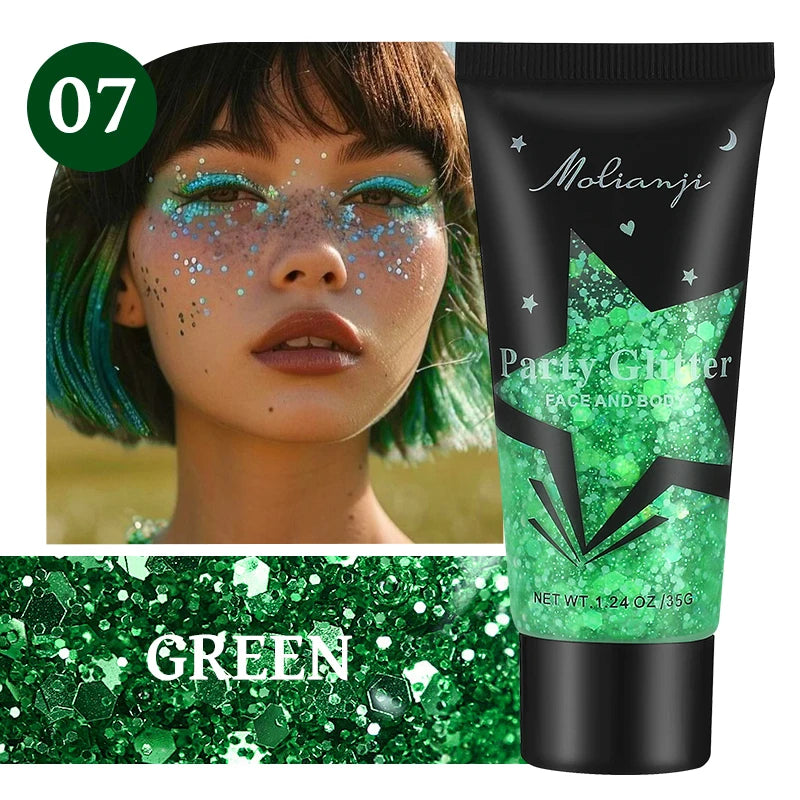 Molianji Glitter Gel Face and Body Shimmer Makeup for Parties