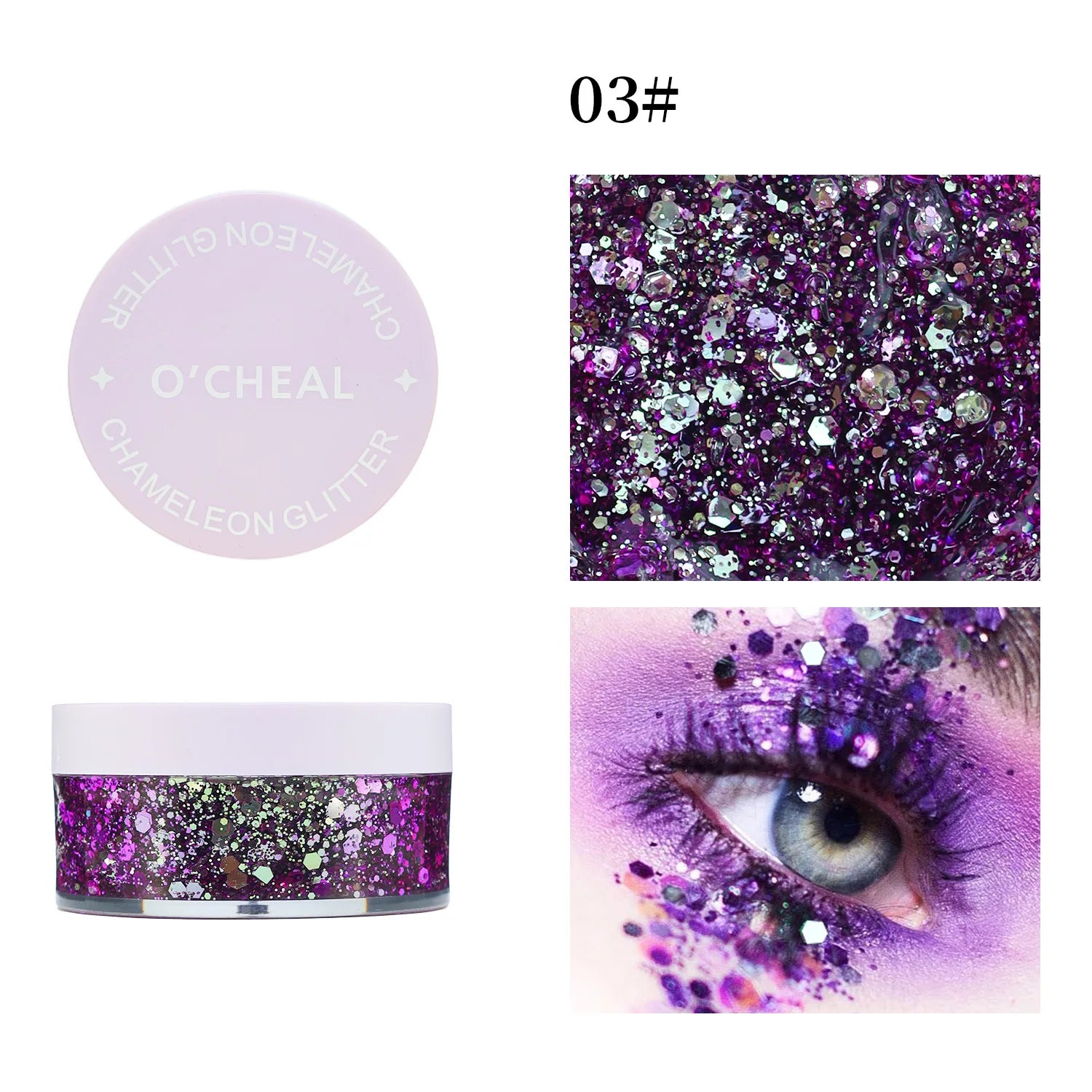 O'CHEAL Chameleon Glitter Gel Body Face and Hair Shimmer Makeup - 18