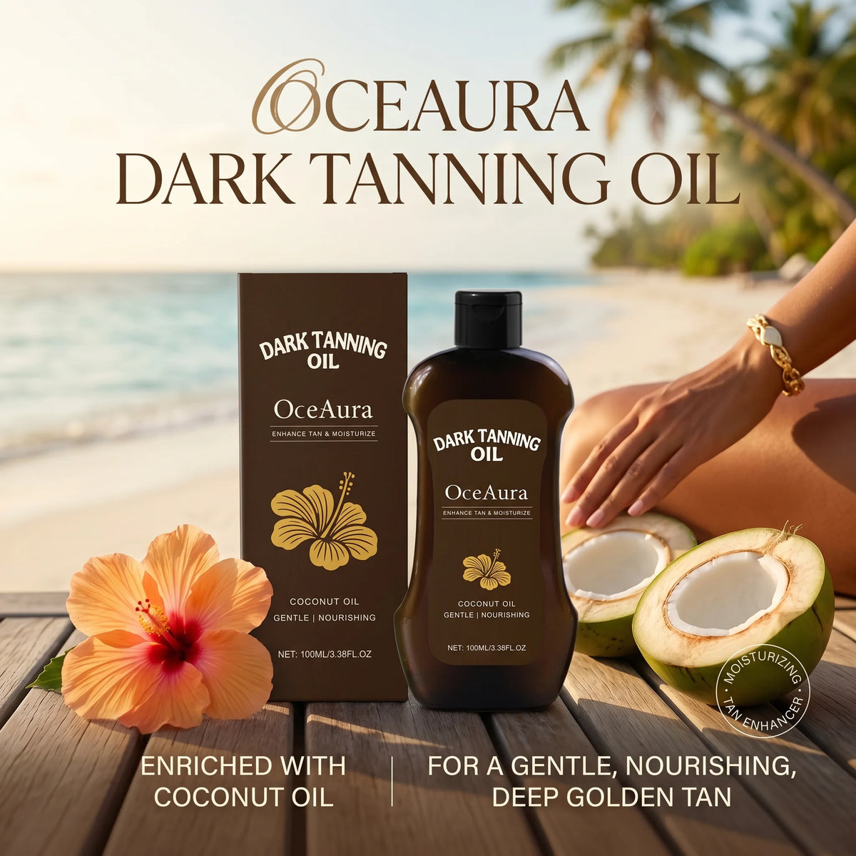 Coconut Oil Dark Tanning Body Oil for Deep Bronze Tan