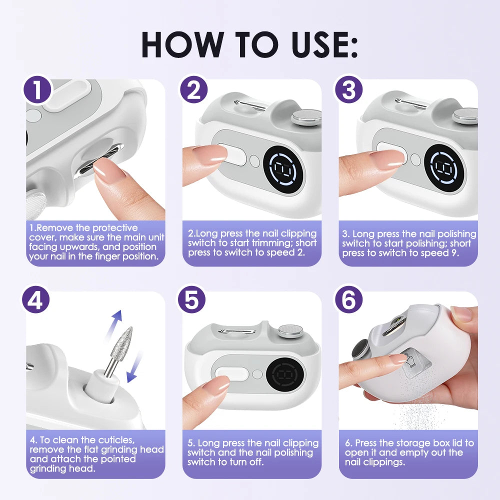 Electric Automatic Nail Clipper and Trimmer Set