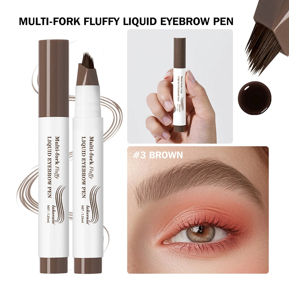 Waterproof Multi-Fork Liquid Eyebrow Pen for Natural Brows