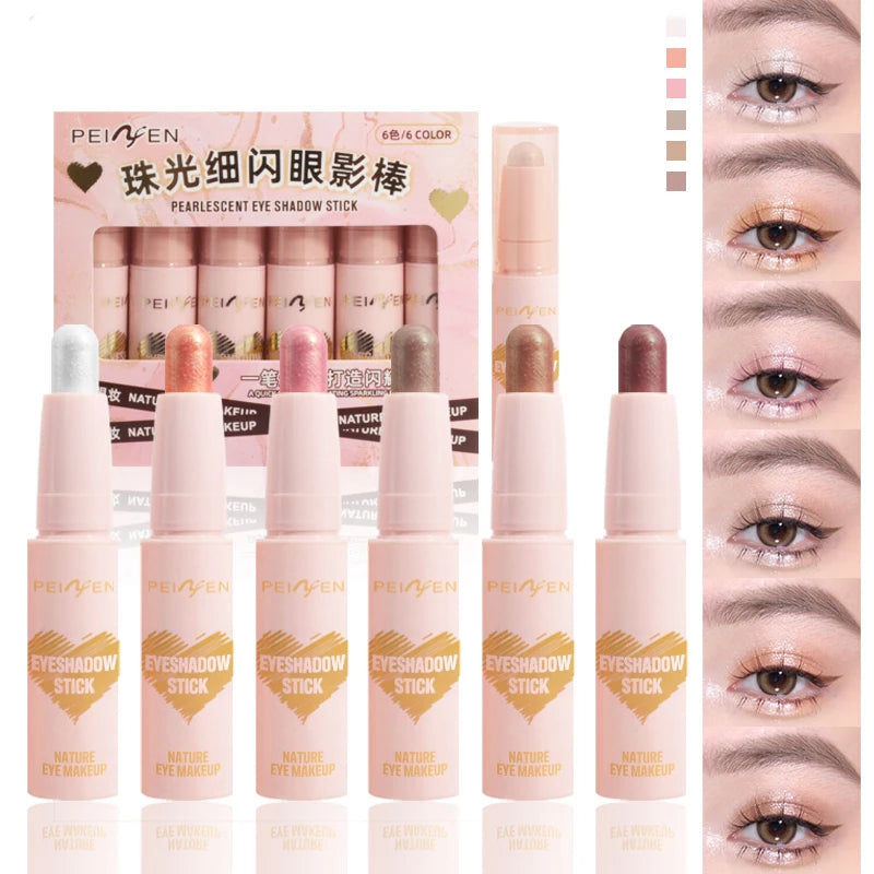 Peiyen 6 Piece Pearlescent Eyeshadow Stick Set Waterproof Shimmer Makeup - 1