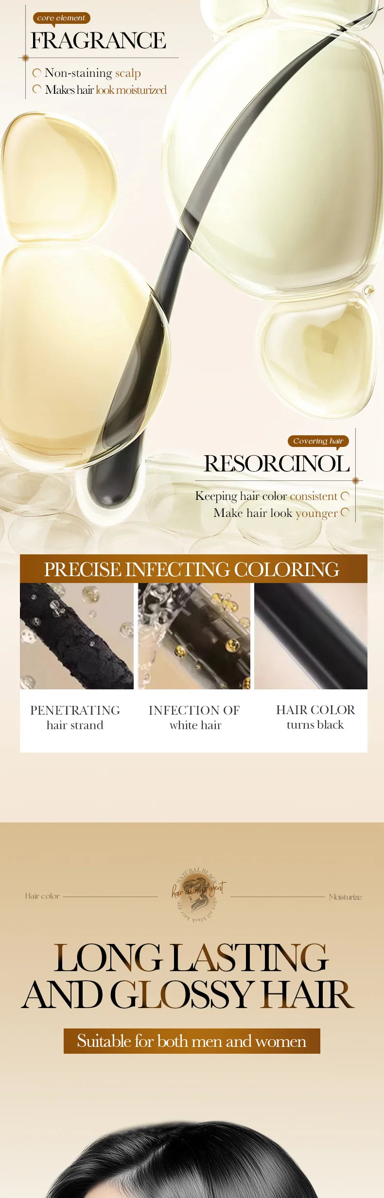 Argan Oil Hair Color Shampoo 4 in 1 Plant Extract Unisex Coloring