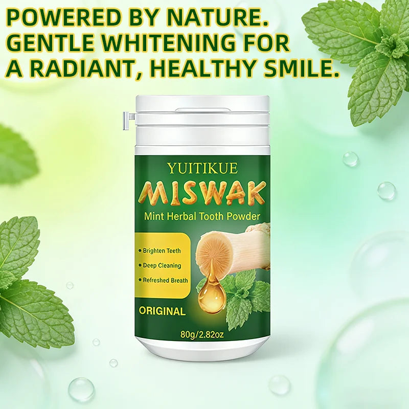 Miswak Mint Herbal Tooth Powder Natural Teeth Whitening Cleaner 80g