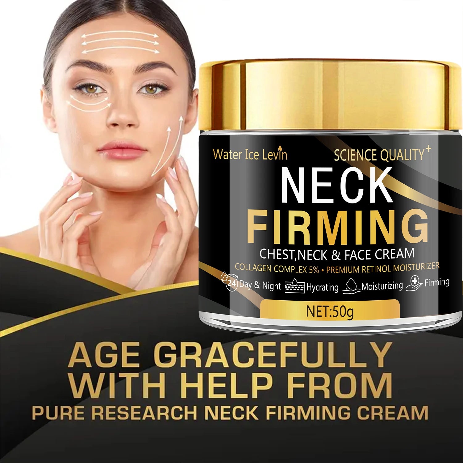 Water Ice Levin Collagen Retinol Neck Firming and Face Moisturizer Cream - 3