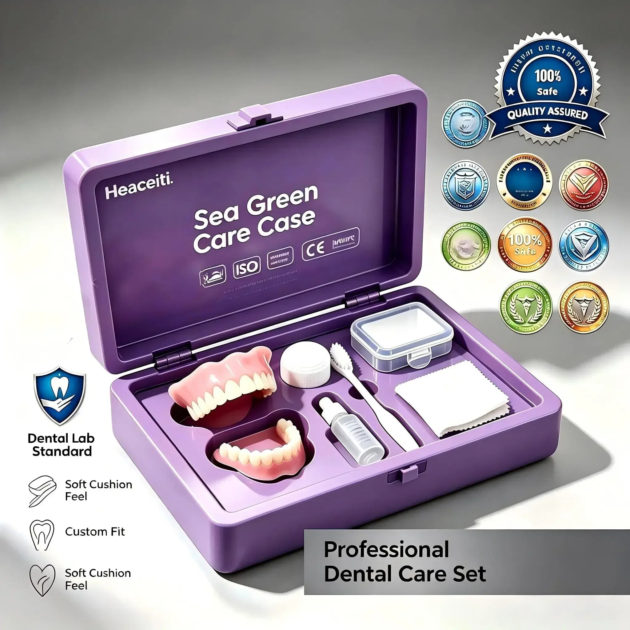 Realistic Cosmetic Denture Set with Portable Storage Case - 7