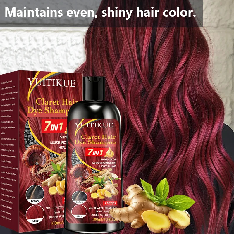 7 in 1 Claret Herbal Hair Dye Shampoo 100ml