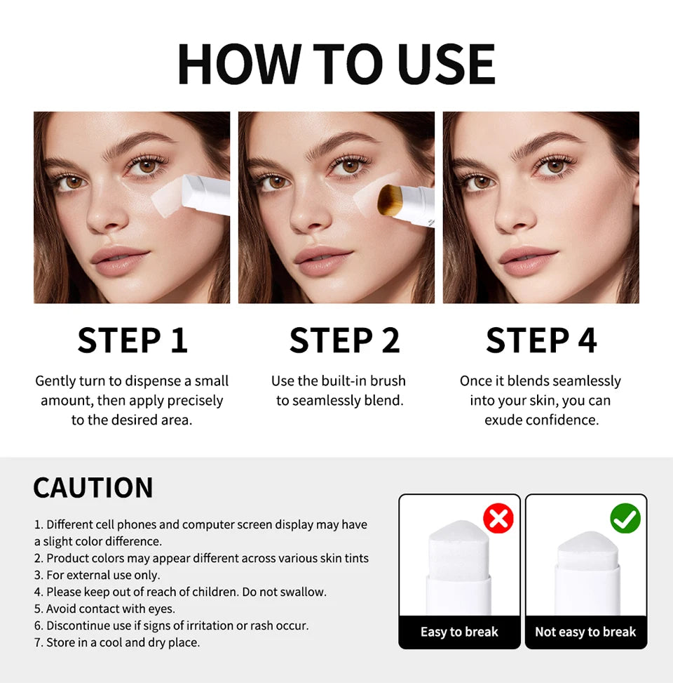 Color-Adapting Foundation Stick with Built-in Blending Brush