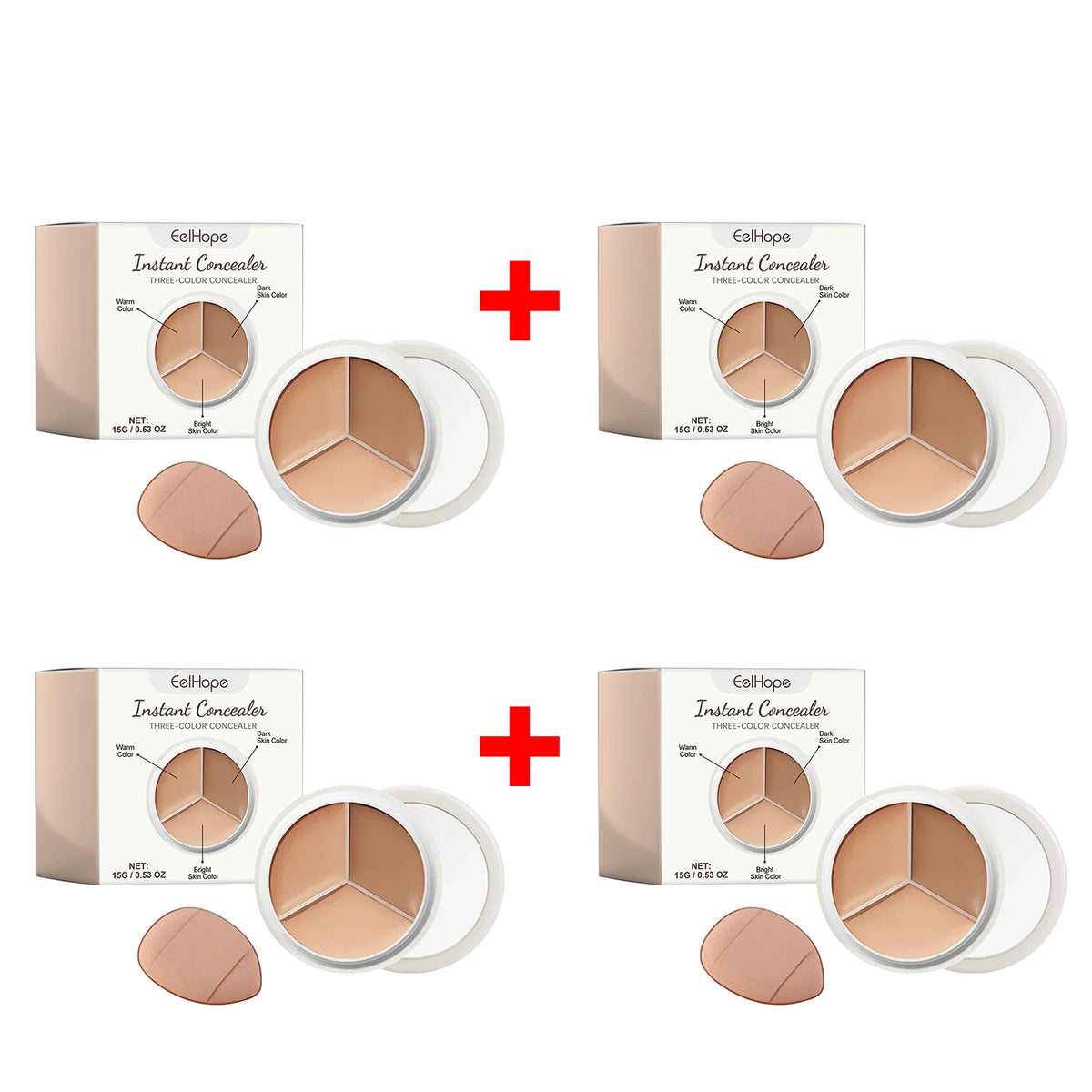 3-Color Cream Concealer Palette for Flawless Coverage