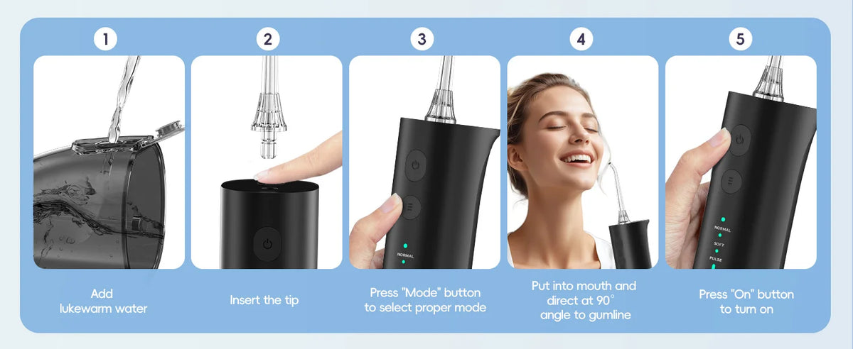 Portable Cordless Water Flosser for Teeth Cleaning