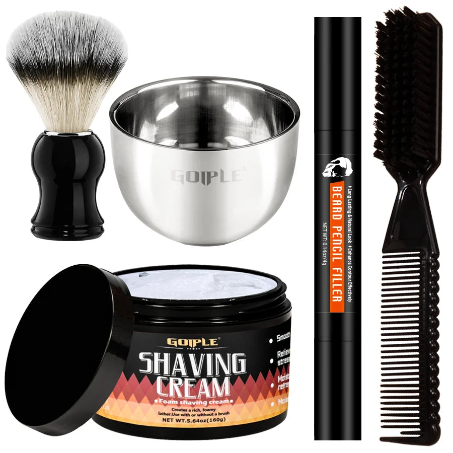 Goiple Men Beard Grooming Kit Shaving Cream and Beard Filler Pen Set