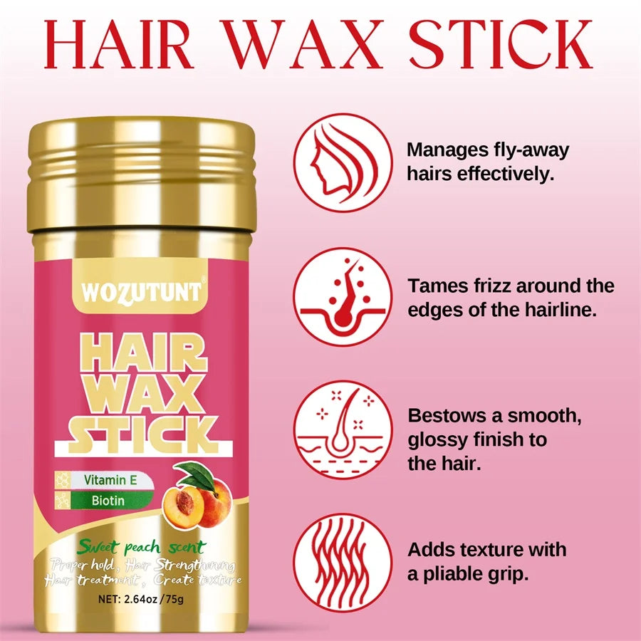 Hair Wax Stick with Styling Brush for Flyaway Control and Smoothing